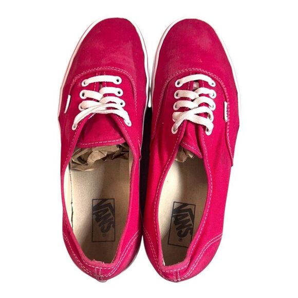 Vans Off The Wall Mens US 12 Red Canvas Lace-Up Sneakers Classic White Soles SEE - Picture 7 of 16